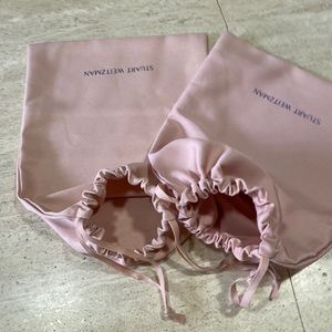 Stuart Weitzman 2 drawstring dust bags cotton peach color 14” by 10.5”